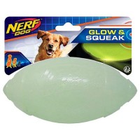 Nerf TPR Glow Classic Squeak Football Colorless Dog Toy, Large